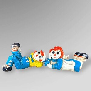 Raggedy Ann & Andy Wall Plaques Set Vintage 1977 Bobbs Merrill Room Decor‎